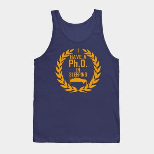 Funny Vintage Sleeping Lazy PHD Meme Tank Top